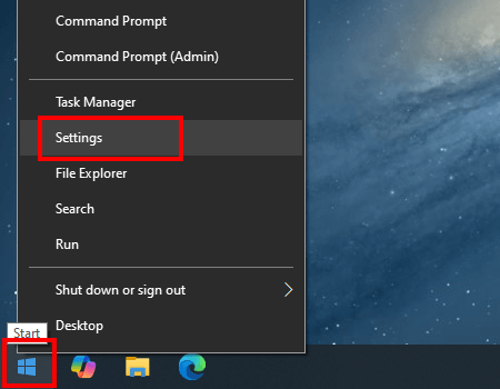 Open Windows 10 settings