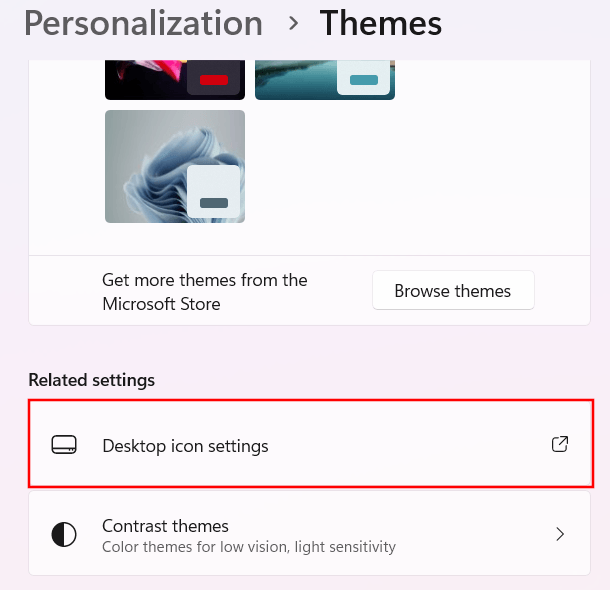 Open Windows 11 desktop icon settings