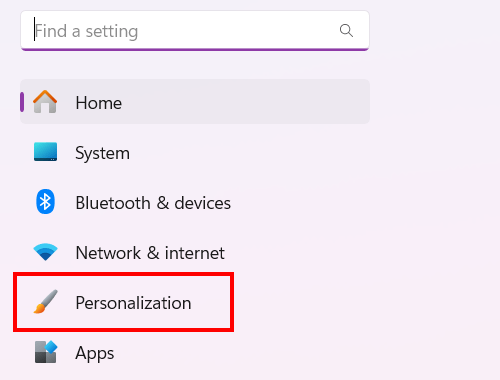 Open Windows 11 Personalization settings