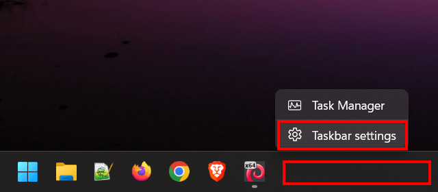 Open Windows 11 taskbar settings