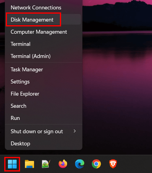 Open Windows Disk Management