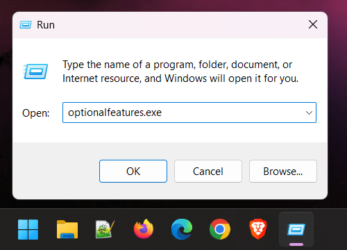 Open Windows optional features