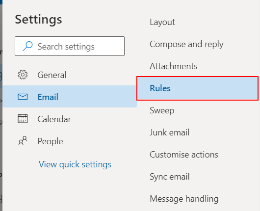 Outlook rules
