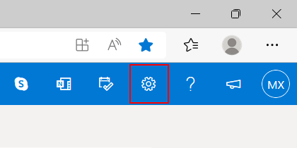 Outlook settings button