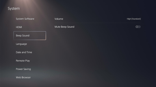 PlayStation 5 beep sound settings