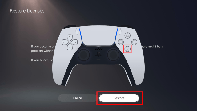 PS5 Restore button