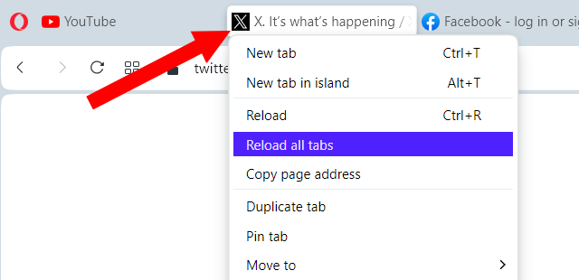 Reload all open tabs in Opera