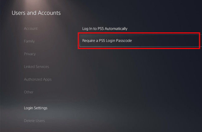 Require a PS5 Login Passcode