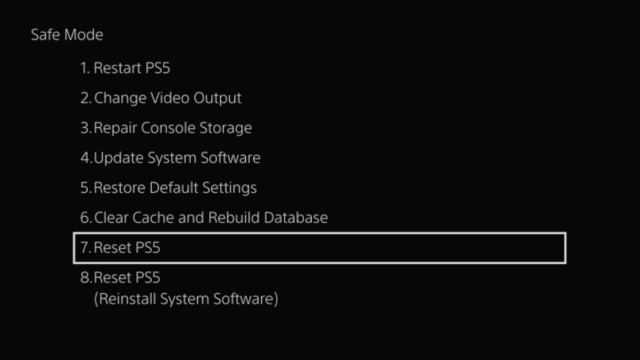 Reset PS5