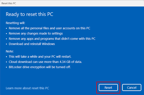 Reset this PC