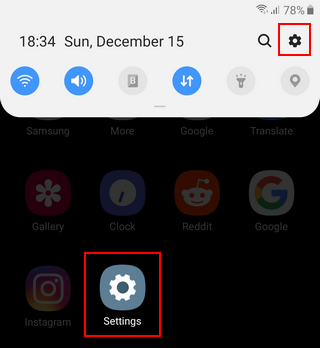 Samsung phone settings