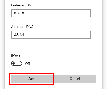 Save DNS settings in Windows 10