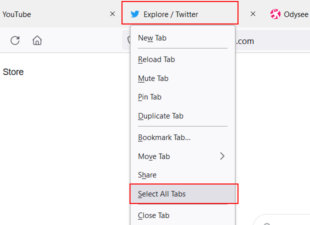 Select all tabs in Firefox