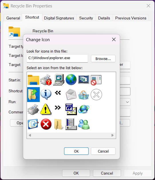 Select shortcut icon