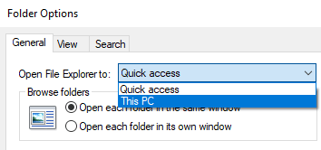 Select This PC instead of Quick Access