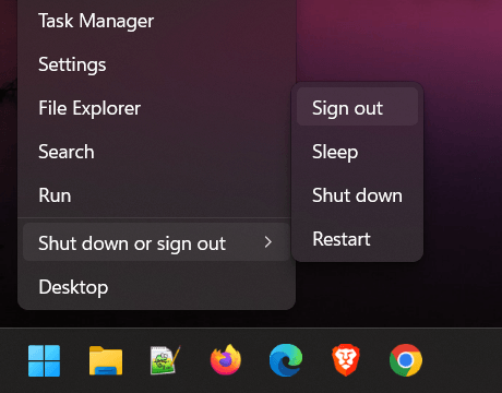 Sign out of Windows 11