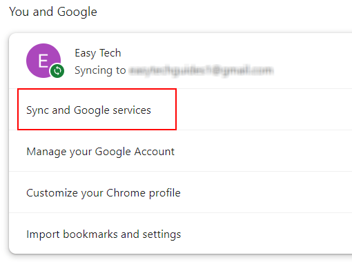 Sync and Google services