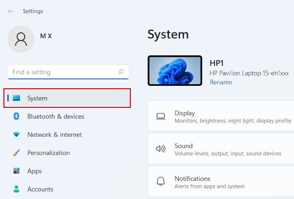 System settings