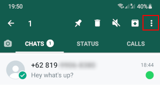 Three-dot menu icon in WhatsApp