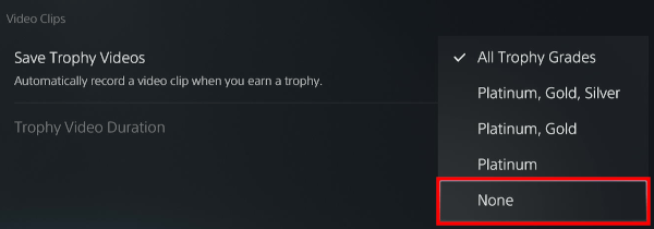 Turn off trophy videos on a PlayStation 5