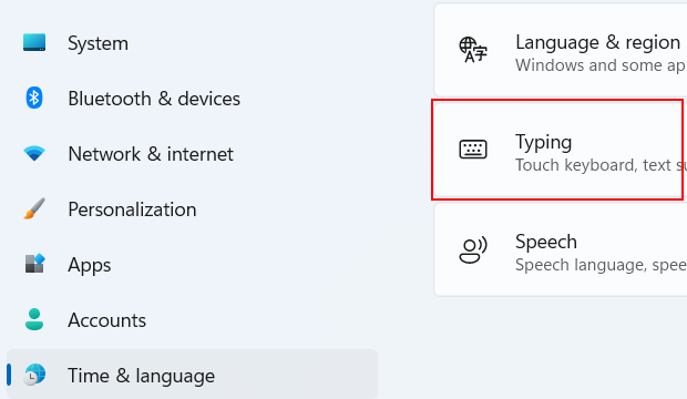 Typing settings