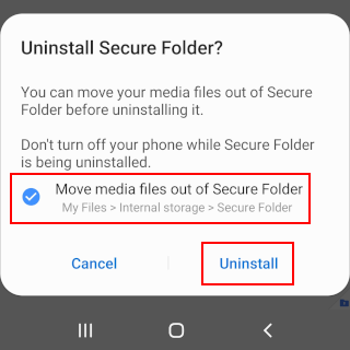 Uninstall Secure Folder on a Samsung phone