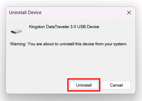 Uninstall USB device