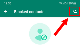 WhatsApp blocked contacts add contact button