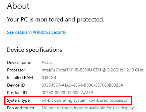 Windows 10 system information