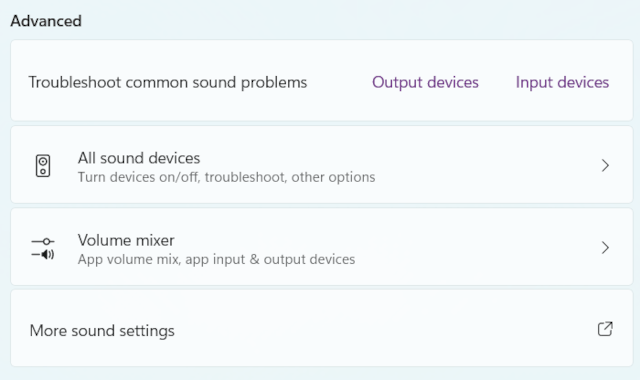 Windows 11 advanced sound settings