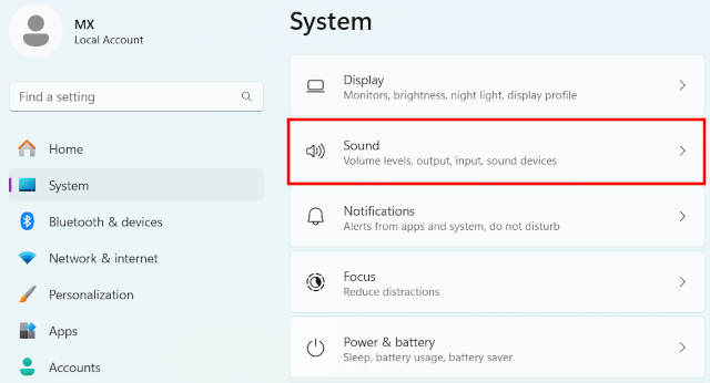 Windows 11 Sound settings