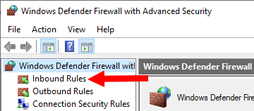 Windows Firewall inbound rules