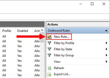 Windows Firewall New Rule