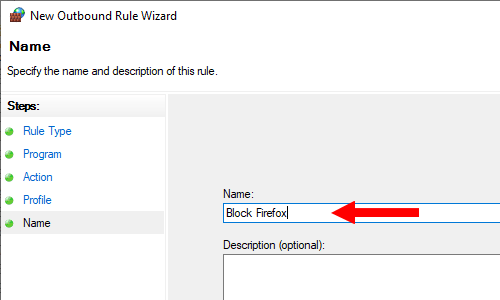 Windows Firewall rule name