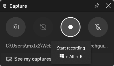 Windows Game Bar record button