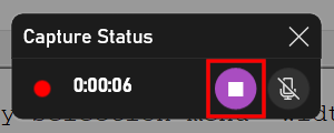 Windows Game Bar stop recording button