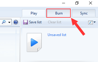 Windows Media Player Burn tab