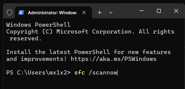 Windows sfc /scannow command